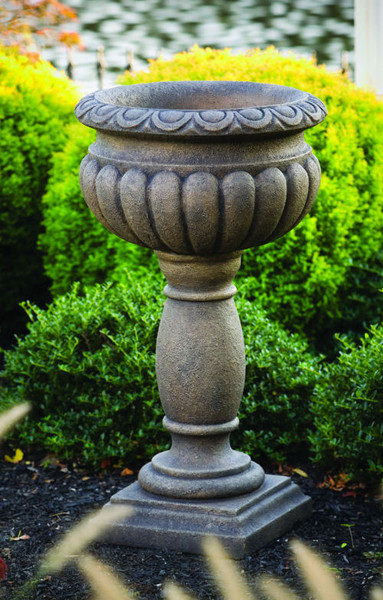 Egg and Dart Urn On Tall Pedestal Garden Planter